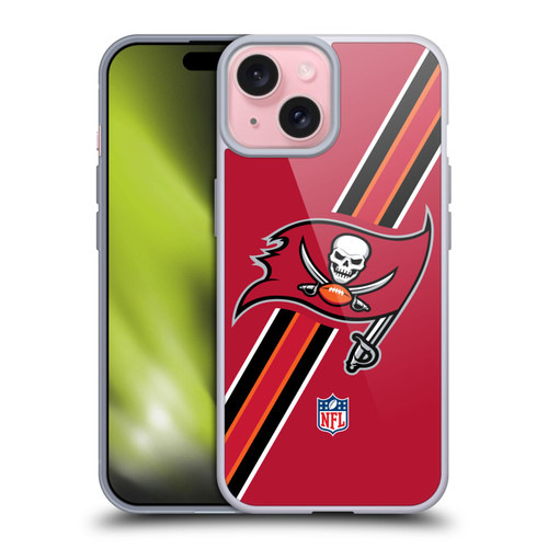 NFL Tampa Bay Buccaneers Logo Stripes Soft Gel Case for Apple iPhone 15
