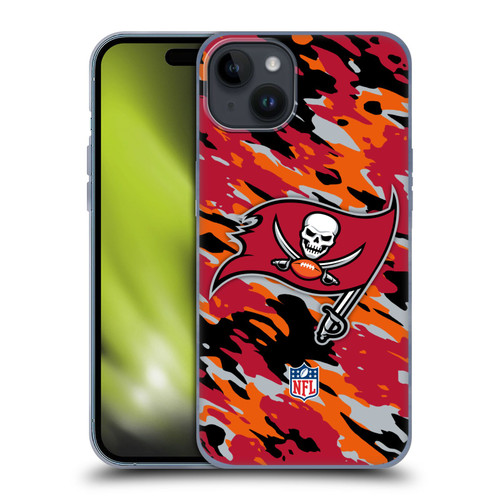 NFL Tampa Bay Buccaneers Logo Camou Soft Gel Case for Apple iPhone 15 Plus
