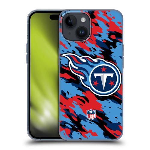 NFL Tennessee Titans Logo Camou Soft Gel Case for Apple iPhone 15