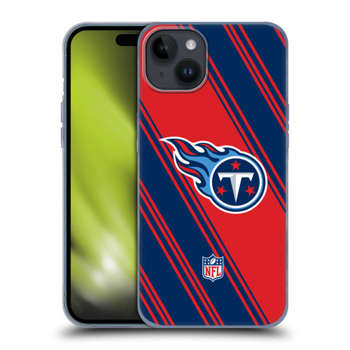 NFL Tennessee Titans Artwork Stripes Soft Gel Case for Apple iPhone 15 Plus
