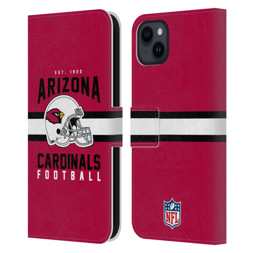 NFL Arizona Cardinals Graphics Helmet Typography Leather Book Wallet Case Cover For Apple iPhone 15 Plus