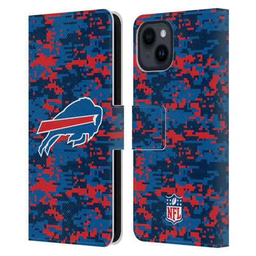 NFL Buffalo Bills Graphics Digital Camouflage Leather Book Wallet Case Cover For Apple iPhone 15