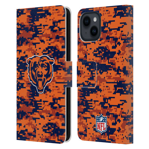 NFL Chicago Bears Graphics Digital Camouflage Leather Book Wallet Case Cover For Apple iPhone 15 NFL Chicago Bears Graphics Digital Camouflage Leather Book Wallet Case Cover For Apple iPhone 15