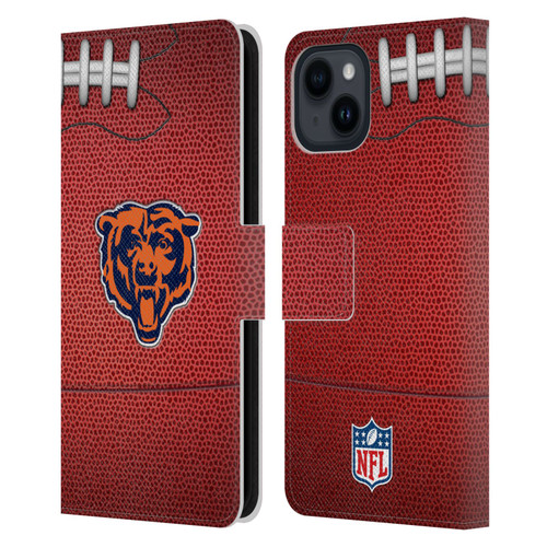 NFL Chicago Bears Graphics Football Leather Book Wallet Case Cover For Apple iPhone 15