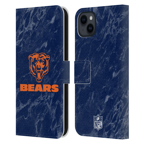 NFL Chicago Bears Graphics Coloured Marble Leather Book Wallet Case Cover For Apple iPhone 15 Plus