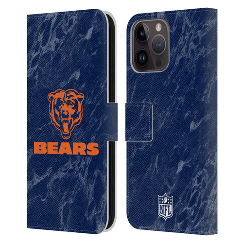NFL Chicago Bears Graphics Coloured Marble Leather Book Wallet Case Cover For Apple iPhone 15 Pro Max