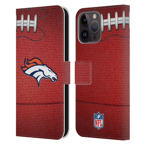 NFL Denver Broncos Graphics Football Leather Book Wallet Case Cover For Apple iPhone 15 Pro Max