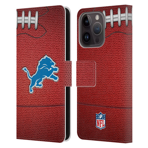 NFL Detroit Lions Graphics Football Leather Book Wallet Case Cover For Apple iPhone 15 Pro