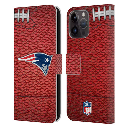NFL New England Patriots Graphics Football Leather Book Wallet Case Cover For Apple iPhone 15 Pro Max
