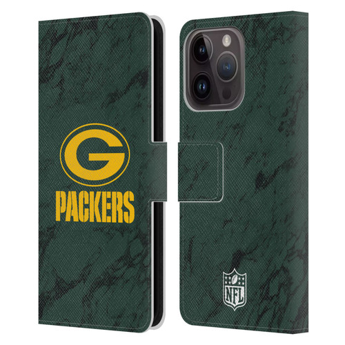 NFL Green Bay Packers Graphics Coloured Marble Leather Book Wallet Case Cover For Apple iPhone 15 Pro