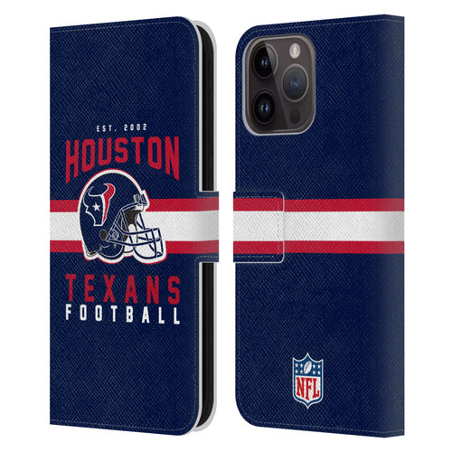 NFL Houston Texans Graphics Helmet Typography Leather Book Wallet Case Cover For Apple iPhone 15 Pro Max