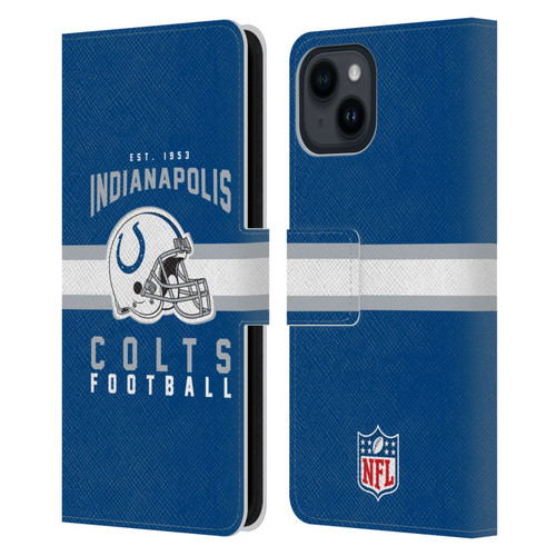 NFL Indianapolis Colts Graphics Helmet Typography Leather Book Wallet Case Cover For Apple iPhone 15