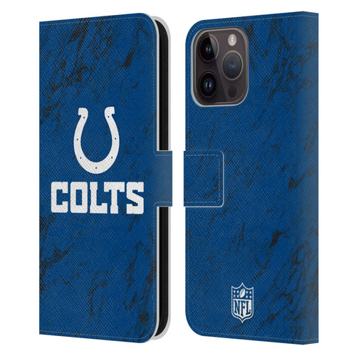 NFL Indianapolis Colts Graphics Coloured Marble Leather Book Wallet Case Cover For Apple iPhone 15 Pro Max