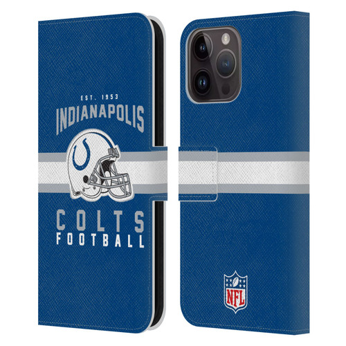 NFL Indianapolis Colts Graphics Helmet Typography Leather Book Wallet Case Cover For Apple iPhone 15 Pro Max