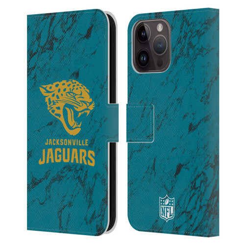 NFL Jacksonville Jaguars Graphics Coloured Marble Leather Book Wallet Case Cover For Apple iPhone 15 Pro Max