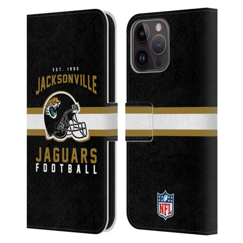 NFL Jacksonville Jaguars Graphics Helmet Typography Leather Book Wallet Case Cover For Apple iPhone 15 Pro Max