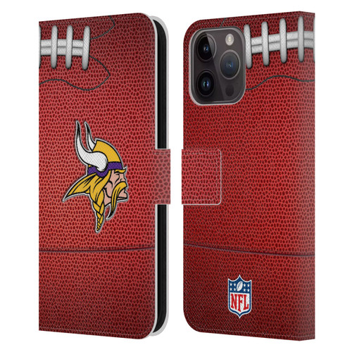 NFL Minnesota Vikings Graphics Football Leather Book Wallet Case Cover For Apple iPhone 15 Pro Max