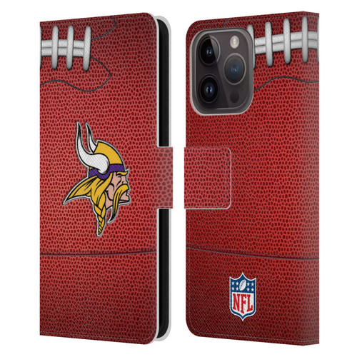 NFL Minnesota Vikings Graphics Football Leather Book Wallet Case Cover For Apple iPhone 15 Pro