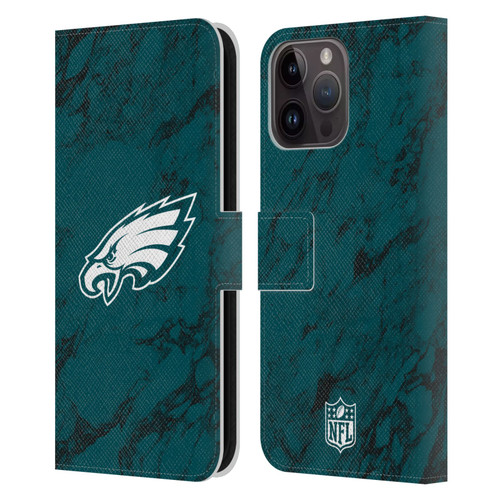 NFL Philadelphia Eagles Graphics Coloured Marble Leather Book Wallet Case Cover For Apple iPhone 15 Pro Max