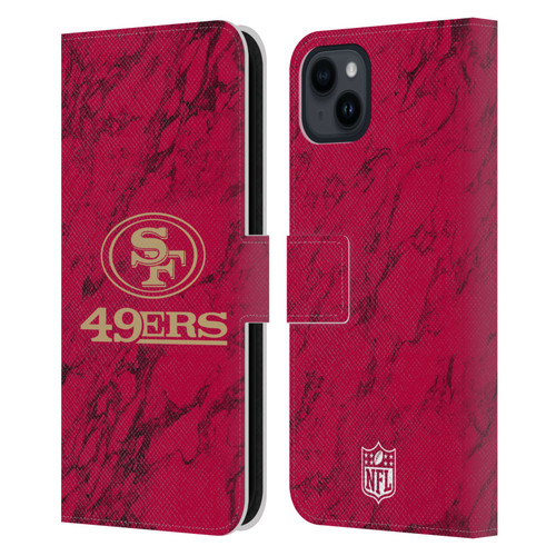 NFL San Francisco 49ers Graphics Coloured Marble Leather Book Wallet Case Cover For Apple iPhone 15 Plus