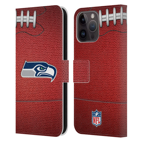NFL Seattle Seahawks Graphics Football Leather Book Wallet Case Cover For Apple iPhone 15 Pro Max
