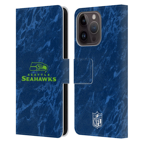 NFL Seattle Seahawks Graphics Coloured Marble Leather Book Wallet Case Cover For Apple iPhone 15 Pro