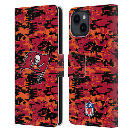 NFL Tampa Bay Buccaneers Graphics Digital Camouflage Leather Book Wallet Case Cover For Apple iPhone 15
