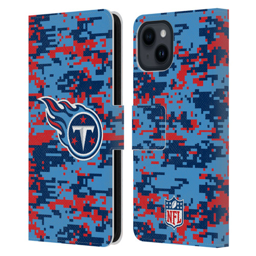 NFL Tennessee Titans Graphics Digital Camouflage Leather Book Wallet Case Cover For Apple iPhone 15