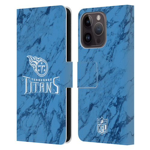 NFL Tennessee Titans Graphics Coloured Marble Leather Book Wallet Case Cover For Apple iPhone 15 Pro