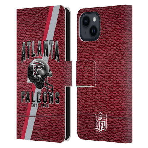 NFL Atlanta Falcons Logo Art Football Stripes Leather Book Wallet Case Cover For Apple iPhone 15
