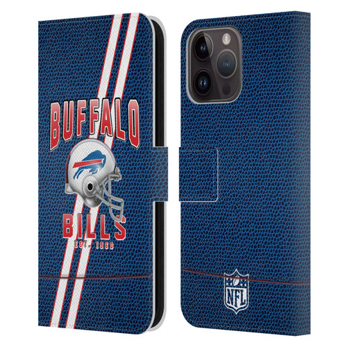 NFL Buffalo Bills Logo Art Football Stripes Leather Book Wallet Case Cover For Apple iPhone 15 Pro Max