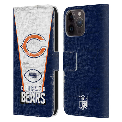 NFL Chicago Bears Logo Art Banner Leather Book Wallet Case Cover For Apple iPhone 15 Pro Max