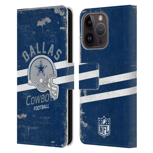 NFL Dallas Cowboys Logo Art Helmet Distressed Leather Book Wallet Case Cover For Apple iPhone 15 Pro NFL Dallas Cowboys Logo Art Helmet Distressed Leather Book Wallet Case Cover For Apple iPhone 15 Pro
