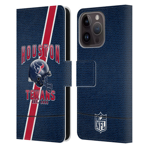 NFL Houston Texans Logo Art Football Stripes Leather Book Wallet Case Cover For Apple iPhone 15 Pro