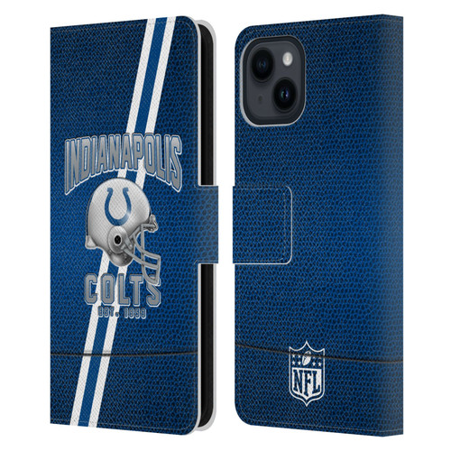 NFL Indianapolis Colts Logo Art Football Stripes Leather Book Wallet Case Cover For Apple iPhone 15