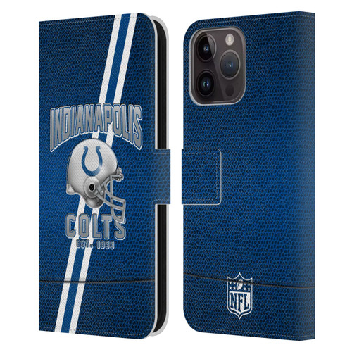 NFL Indianapolis Colts Logo Art Football Stripes Leather Book Wallet Case Cover For Apple iPhone 15 Pro Max