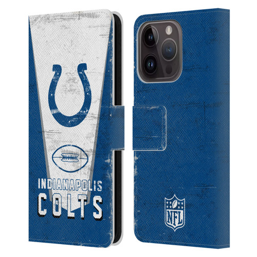 NFL Indianapolis Colts Logo Art Banner Leather Book Wallet Case Cover For Apple iPhone 15 Pro