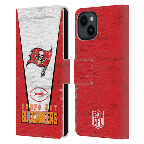 NFL Tampa Bay Buccaneers Logo Art Banner Leather Book Wallet Case Cover For Apple iPhone 15