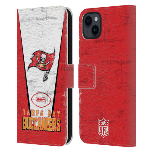 NFL Tampa Bay Buccaneers Logo Art Banner Leather Book Wallet Case Cover For Apple iPhone 15 Plus