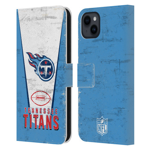NFL Tennessee Titans Logo Art Banner Leather Book Wallet Case Cover For Apple iPhone 15 Plus