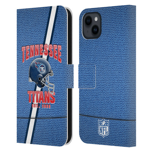 NFL Tennessee Titans Logo Art Football Stripes Leather Book Wallet Case Cover For Apple iPhone 15 Plus
