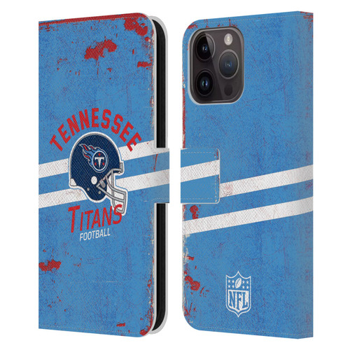 NFL Tennessee Titans Logo Art Helmet Distressed Leather Book Wallet Case Cover For Apple iPhone 15 Pro Max