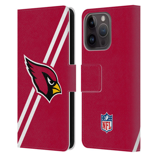 NFL Arizona Cardinals Logo Stripes Leather Book Wallet Case Cover For Apple iPhone 15 Pro