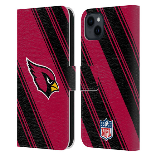 NFL Arizona Cardinals Artwork Stripes Leather Book Wallet Case Cover For Apple iPhone 15 Plus