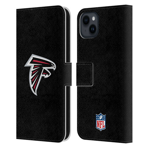 NFL Atlanta Falcons Logo Plain Leather Book Wallet Case Cover For Apple iPhone 15 Plus