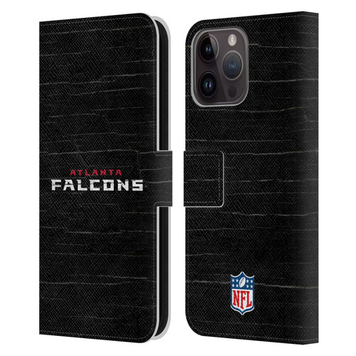 NFL Atlanta Falcons Logo Distressed Look Leather Book Wallet Case Cover For Apple iPhone 15 Pro Max