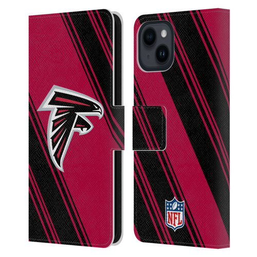 NFL Atlanta Falcons Artwork Stripes Leather Book Wallet Case Cover For Apple iPhone 15