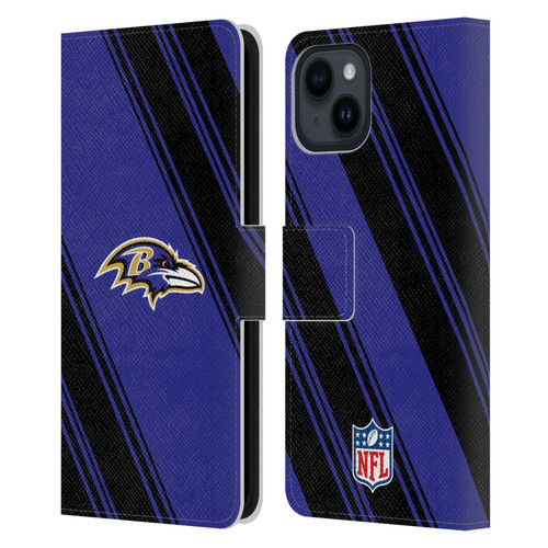 NFL Baltimore Ravens Artwork Stripes Leather Book Wallet Case Cover For Apple iPhone 15