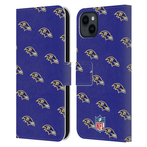 NFL Baltimore Ravens Artwork Patterns Leather Book Wallet Case Cover For Apple iPhone 15 Plus