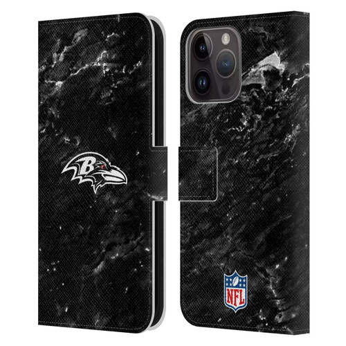 NFL Baltimore Ravens Artwork Marble Leather Book Wallet Case Cover For Apple iPhone 15 Pro Max